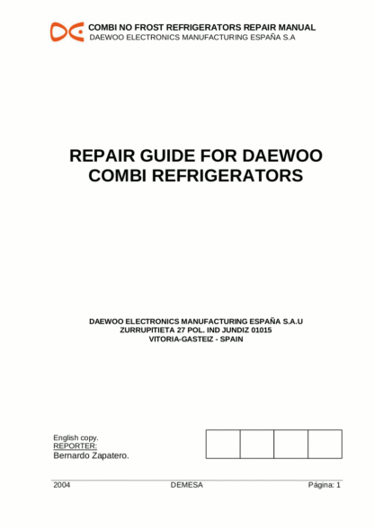 Daewoo Refrigerator Service Manual 28
