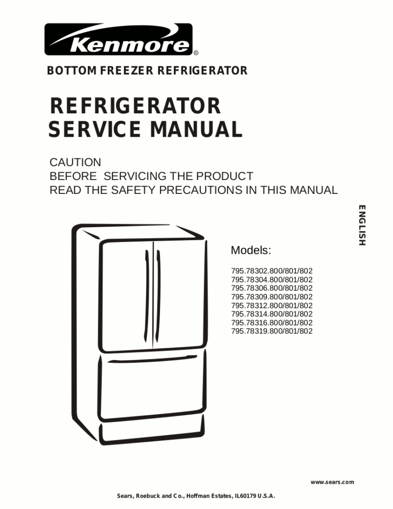 Kenmore Refrigerator Service Manual Model 795.78302.800