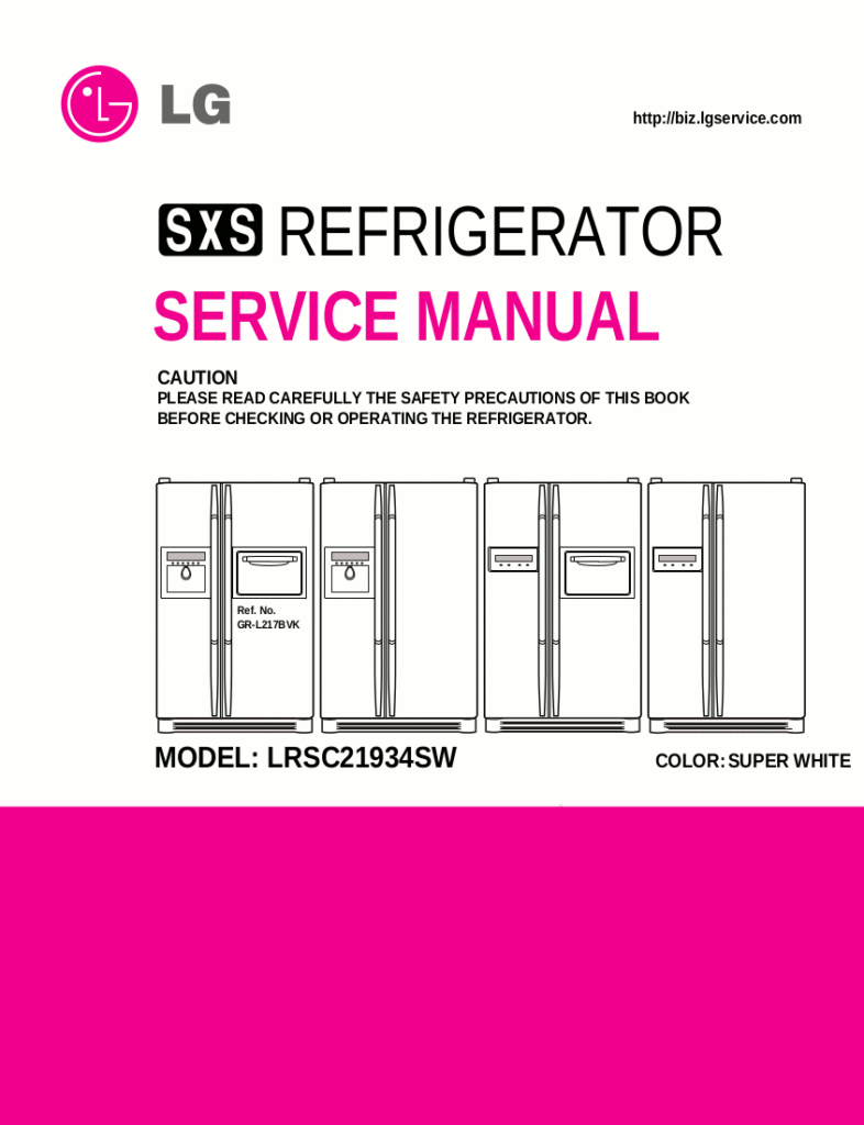 LG Refrigerator Service Manual Model LRSC21934SW