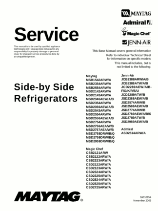 Magic Chef Refrigerator Service Manual 01