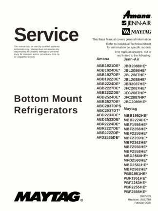 Maytag Refrigerator Service Manual 01