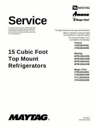 Maytag Refrigerator Service Manual 04