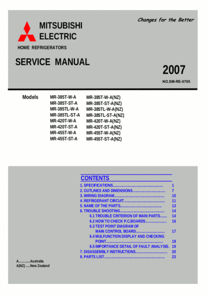 Mitsubishi Refrigerator Service Manual 02