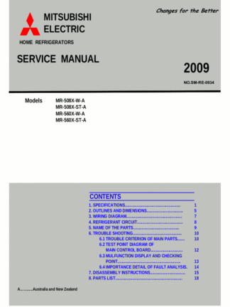 Mitsubishi Refrigerator Service Manual 11