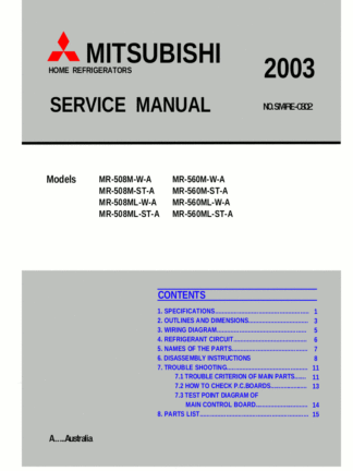 Mitsubishi Refrigerator Service Manual 39