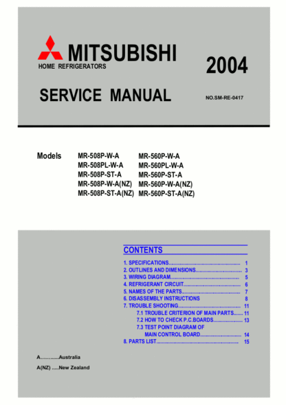 Mitsubishi Refrigerator Service Manual 40