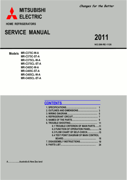 Mitsubishi Refrigerator Service Manual 45