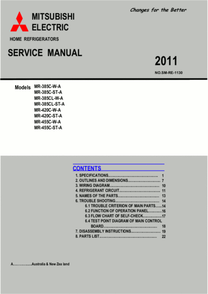 Mitsubishi Refrigerator Service Manual 47
