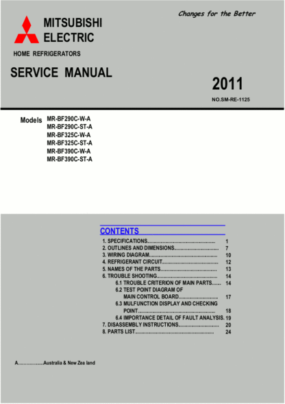 Mitsubishi Refrigerator Service Manual 50