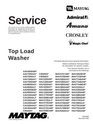 Crosley Washer Service Manual 01