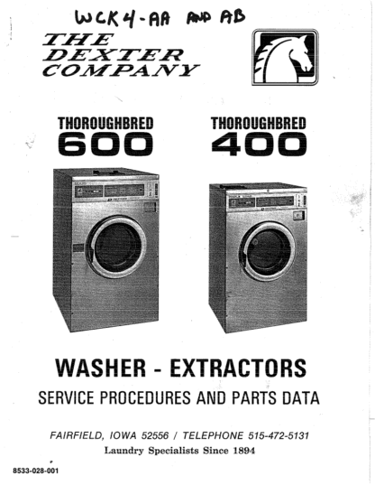 Dexter Washer Service and Parts Manual 08