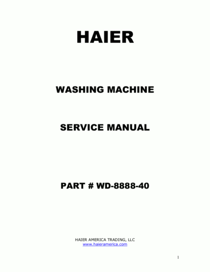 Haier Washer Service Manual 26