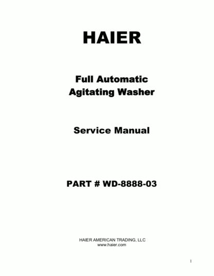 Haier Washer Service Manual 37
