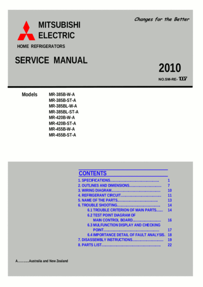 Mitsubishi Refrigerator Service Manual 06