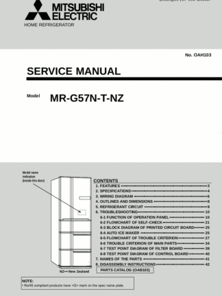 Mitsubishi Refrigerator Service Manual 14