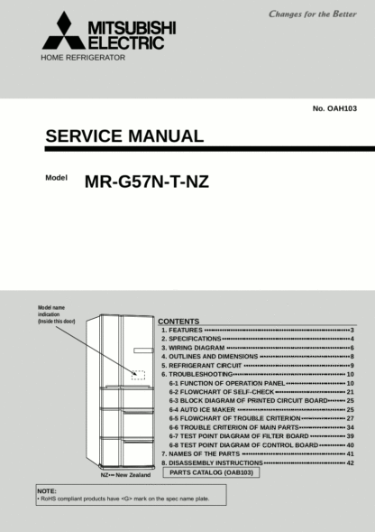 Mitsubishi Refrigerator Service Manual 14