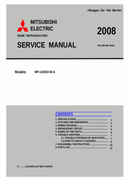 Mitsubishi Refrigerator Service Manual 1