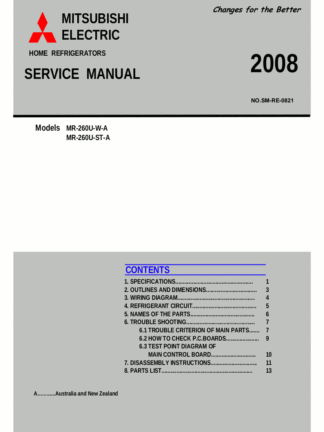 Mitsubishi Refrigerator Service Manual 16