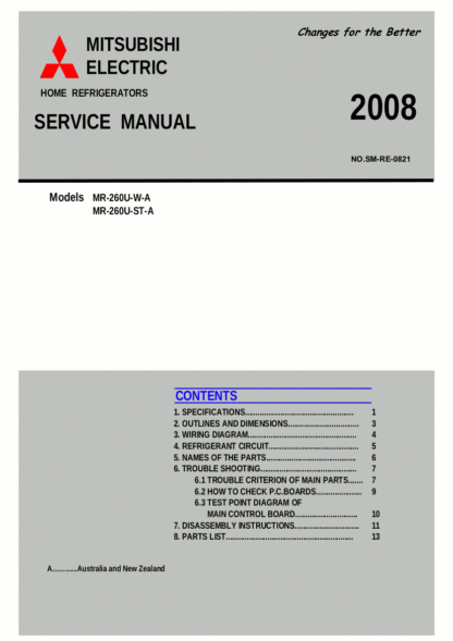 Mitsubishi Refrigerator Service Manual 16