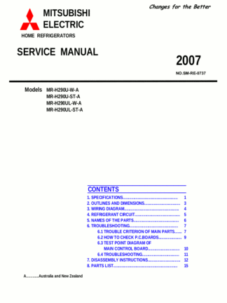 Mitsubishi Refrigerator Service Manual 21
