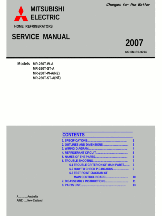 Mitsubishi Refrigerator Service Manual 22