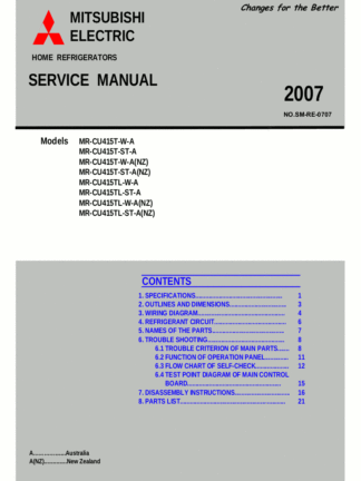 Mitsubishi Refrigerator Service Manual 25