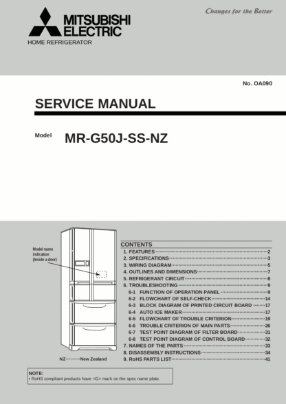 Mitsubishi Refrigerator Service Manual 26