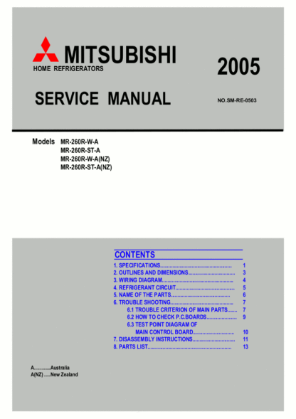 Mitsubishi Refrigerator Service Manual 31