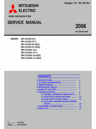 Mitsubishi Refrigerator Service Manual 32
