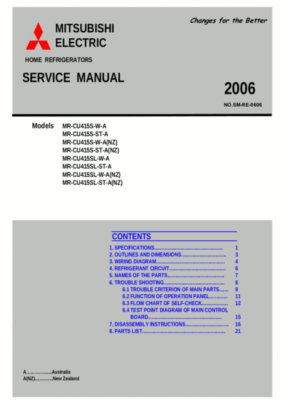 Mitsubishi Refrigerator Service Manual 32