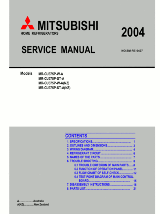 Mitsubishi Refrigerator Service Manual 34