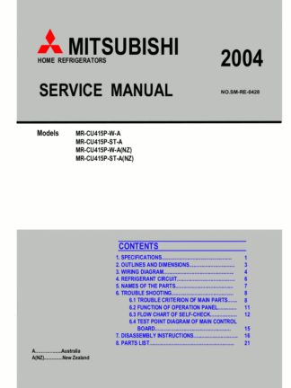 Mitsubishi Refrigerator Service Manual 35