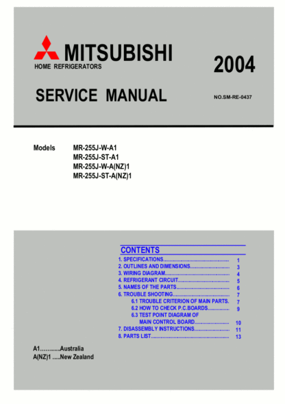 Mitsubishi Refrigerator Service Manual 36