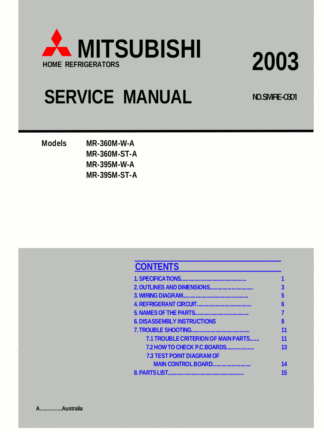 Mitsubishi Refrigerator Service Manual 37