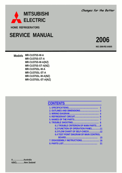Mitsubishi Refrigerator Service Manual 43