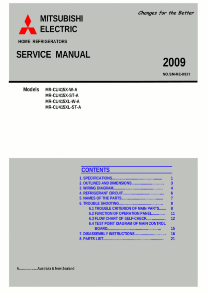 Mitsubishi Refrigerator Service Manual 44
