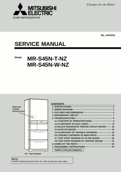 Mitsubishi Refrigerator Service Manual 49