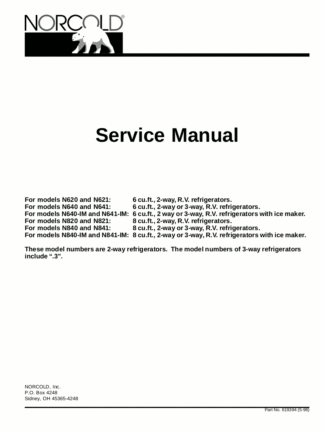 Norcold Refrigerator Service Manual 09