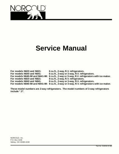 Norcold Refrigerator Service Manual 09