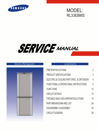 Samsung Refrigerator Service Manual 33
