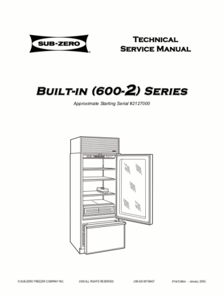 Sub-Zero Refrigerator Service Manual Model 01