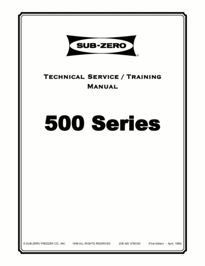Sub-Zero Refrigerator Service Manual Model 13