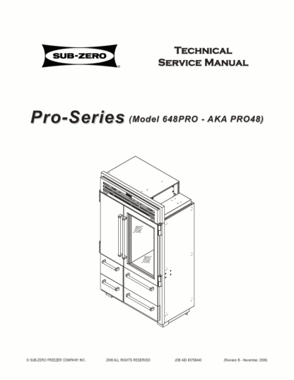Sub-Zero Refrigerator Service Manual Model 17