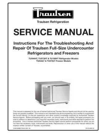 Traulsen Refrigerator Service Manual Model 07