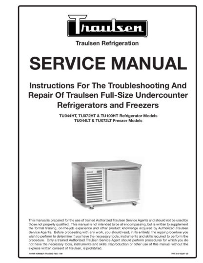 Traulsen Refrigerator Service Manual Model 07