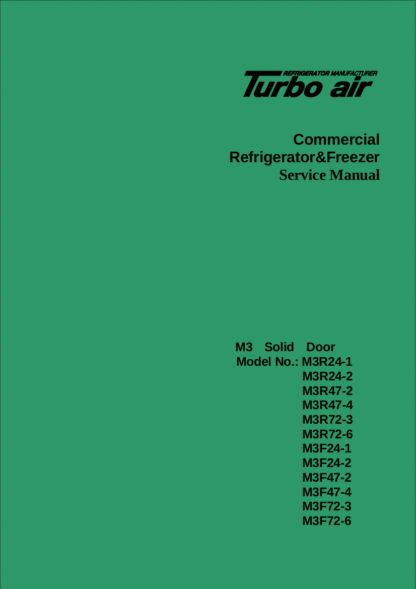 Turbo Air Refrigerator Service Manual Model 05