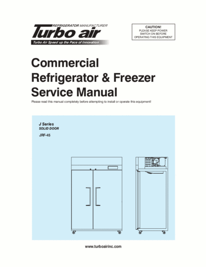 Turbo Air Refrigerator Service Manual Model 19