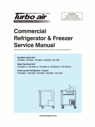 Turbo Air Refrigerator Service Manual Model 20