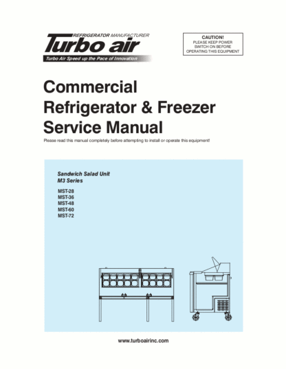 Turbo Air Refrigerator Service Manual Model 22