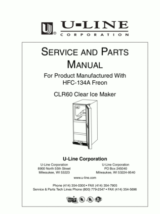 U-Line Air Refrigerator Service Manual Model 07